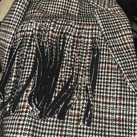 Blank NYC Blazer Jacket Fringe Houndstooth Oversized Boho Western - Picture 6 of 7
